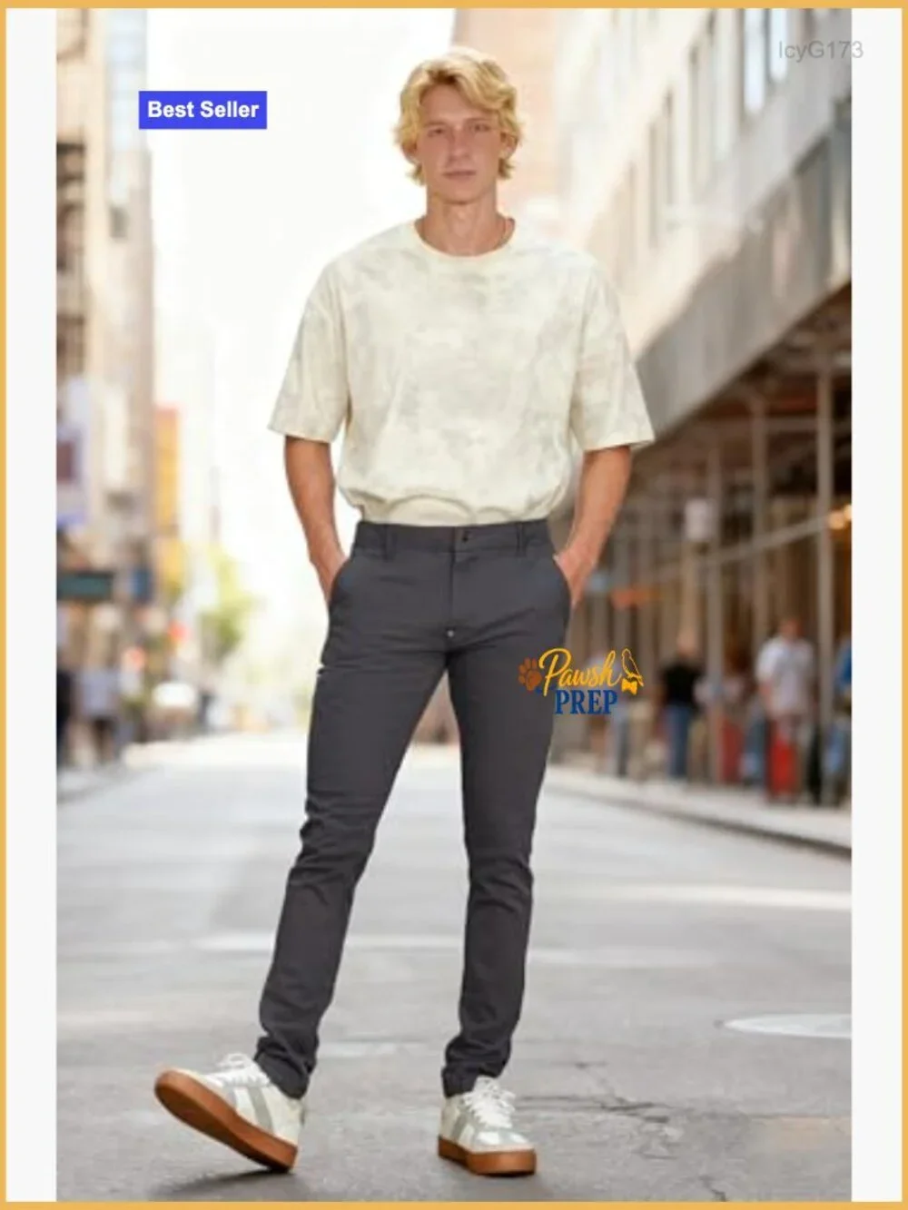 Men's Skinny Fit Chino Pants, Tapered Khaki Pants with Pockets